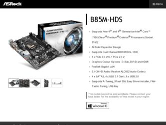 B85M-HDS driver download page on the ASRock site