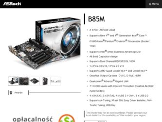 B85M driver download page on the ASRock site