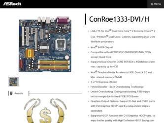ConRoe1333-DVI/H driver download page on the ASRock site