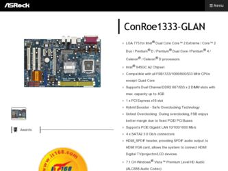ConRoe1333-GLAN driver download page on the ASRock site