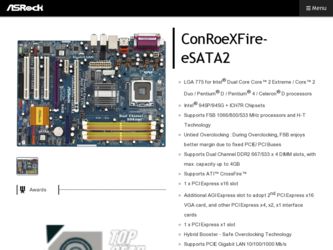ConRoeXFire-eSATA2 driver download page on the ASRock site