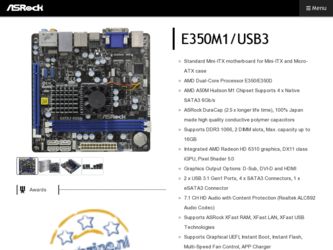 E350M1/USB3 driver download page on the ASRock site