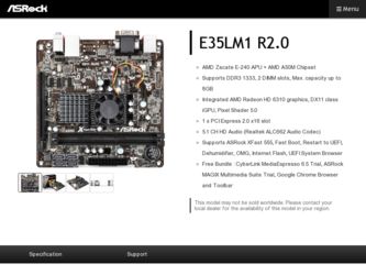 E35LM1 R2.0 driver download page on the ASRock site