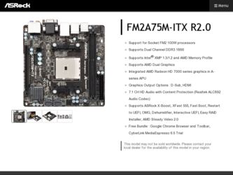 FM2A75M-ITX R2.0 driver download page on the ASRock site