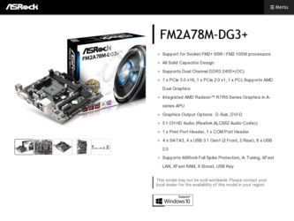 FM2A78M-DG3 driver download page on the ASRock site