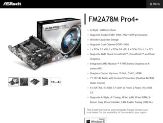 FM2A78M Pro4 driver download page on the ASRock site