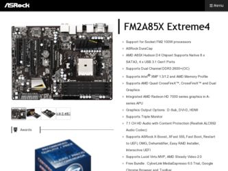 FM2A85X Extreme4 driver download page on the ASRock site