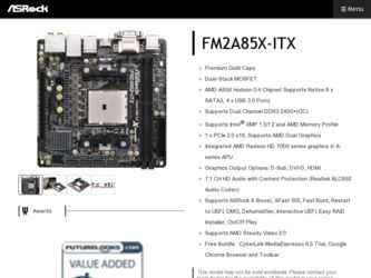 FM2A85X-ITX driver download page on the ASRock site