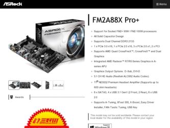 FM2A88X Pro driver download page on the ASRock site