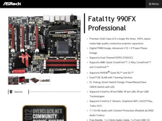 Fatal1ty 990FX Professional driver download page on the ASRock site