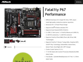 Fatal1ty P67 Performance driver download page on the ASRock site