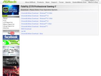 Fatal1ty Z170 Professional Gaming i7 driver download page on the ASRock site