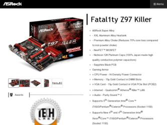 Fatal1ty Z97 Killer driver download page on the ASRock site