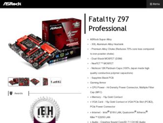 Fatal1ty Z97 Professional driver download page on the ASRock site