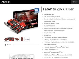 Fatal1ty Z97X Killer driver download page on the ASRock site