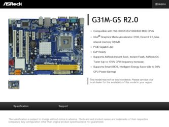 G31M-GS R2.0 driver download page on the ASRock site