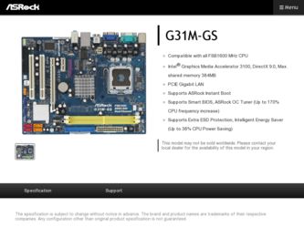 G31M-GS driver download page on the ASRock site