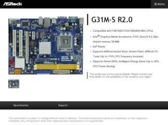 G31M-S R2.0 driver download page on the ASRock site