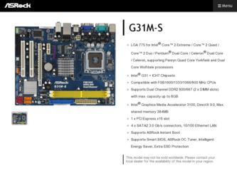 G31M-S driver download page on the ASRock site