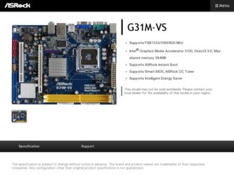 G31M-VS driver download page on the ASRock site