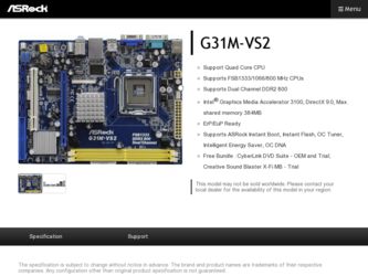 G31M-VS2 driver download page on the ASRock site