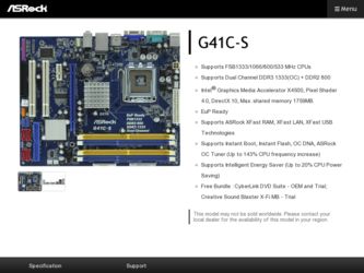 G41C-S driver download page on the ASRock site
