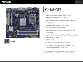 G41M-GE3 driver download page on the ASRock site