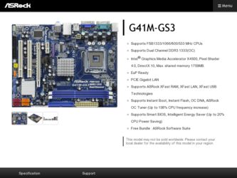G41M-GS3 driver download page on the ASRock site