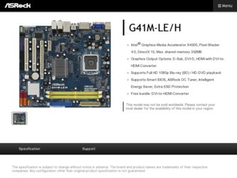 G41M-LE/H driver download page on the ASRock site
