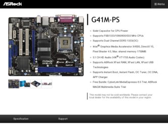 G41M-PS driver download page on the ASRock site