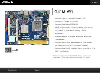 G41M-VS2 driver download page on the ASRock site