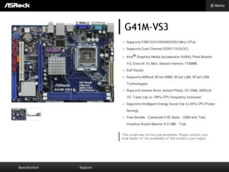 G41M-VS3 driver download page on the ASRock site