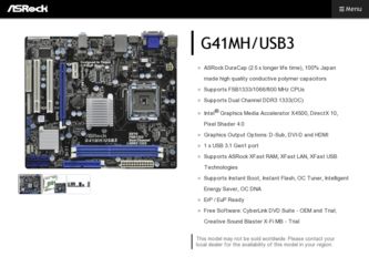 G41MH/USB3 driver download page on the ASRock site