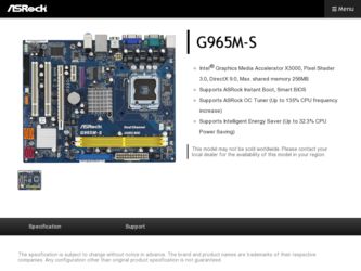 G965M-S driver download page on the ASRock site