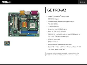 GE PRO-M2 driver download page on the ASRock site