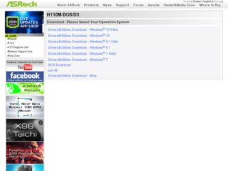 H110M-DGS/D3 driver download page on the ASRock site