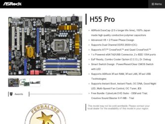 H55 Pro driver download page on the ASRock site