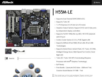 H55M-LE driver download page on the ASRock site