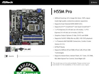 H55M Pro driver download page on the ASRock site