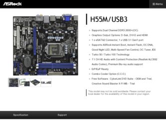 H55M/USB3 driver download page on the ASRock site