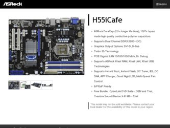 H55iCafe driver download page on the ASRock site