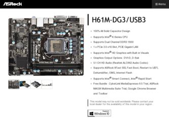 H61M-DG3/USB3 driver download page on the ASRock site