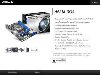 H61M-DG4 driver download page on the ASRock site