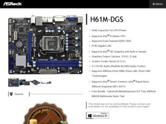 H61M-DGS driver download page on the ASRock site