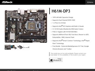 H61M-DP3 driver download page on the ASRock site