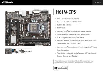 H61M-DPS driver download page on the ASRock site