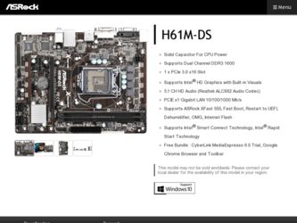 H61M-DS driver download page on the ASRock site