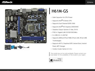 H61M-GS driver download page on the ASRock site