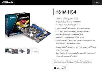 H61M-HG4 driver download page on the ASRock site