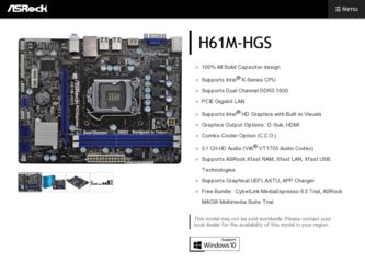 H61M-HGS driver download page on the ASRock site